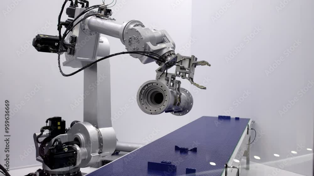 Poster advanced robotic arm utilized in a modern manufacturing environment with enhanced capabilities. medi