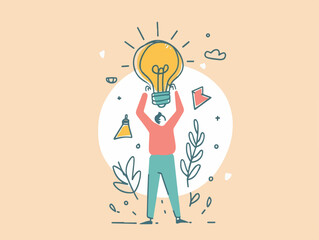 diverse of professionals brainstorming ideas, flat vector illustration