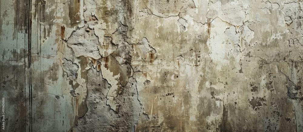 Poster textures of an aged concrete wall worn down by time. copy space image. place for adding text and des