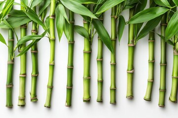 Fototapeta premium Cluster of bamboo stalks with leaves