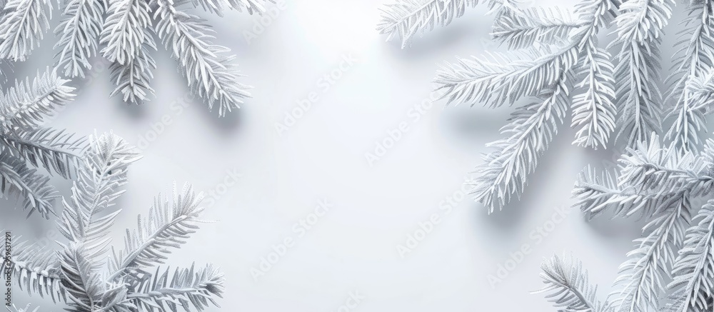 Poster white christmas background top view with space for greeting text. copy space image. place for adding