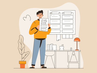 diverse of professionals brainstorming ideas, flat vector illustration