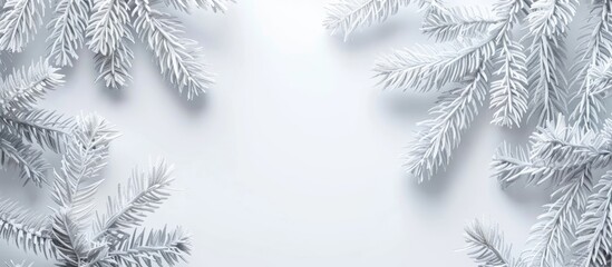 Obraz premium White Christmas background Top view with space for greeting text. Copy space image. Place for adding text and design