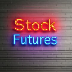 Obraz premium Vibrant neon sign representing stock futures, ideal for finance and investment themes.