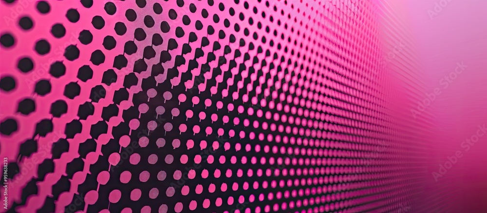 Poster pattern of black dots on a fuchsia pink background. copy space image. place for adding text and desi