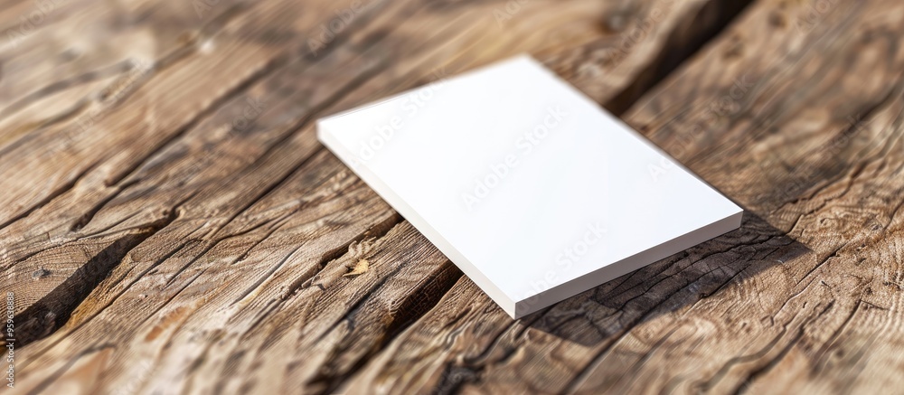 Poster white blank business card on a wooden surface. copy space image. place for adding text and design