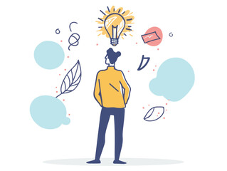 diverse of professionals brainstorming ideas, flat vector illustration