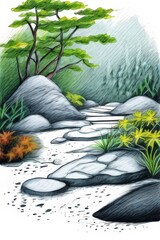 Obraz premium the AI Image Generator, Zen rock garden with tranquil