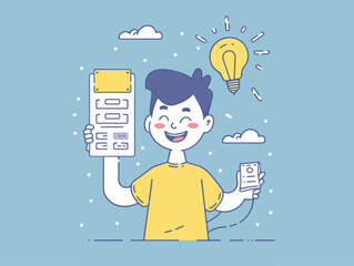 diverse of professionals brainstorming ideas, flat vector illustration