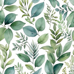 seamless Watercolor Pattern using botanical elements.