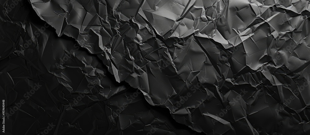 Poster crumpled black paper texture background creative design templates. copy space image. place for addin