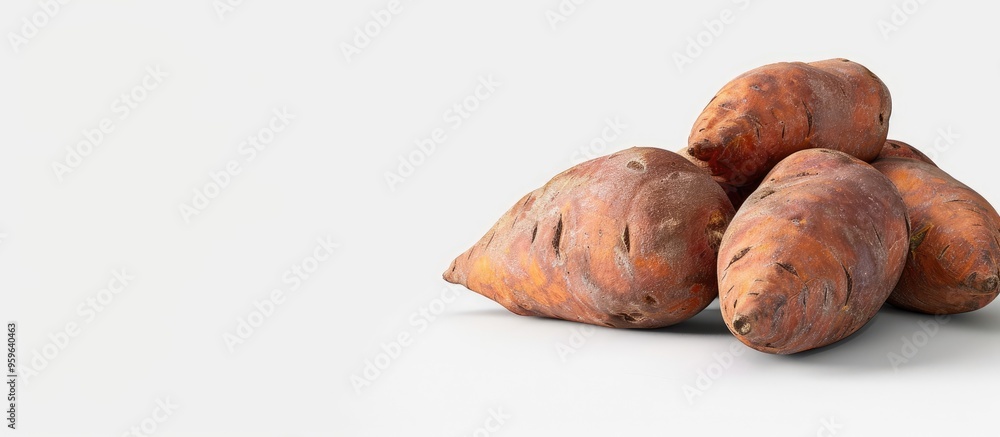 Aufkleber sweet potato set against a white background. copy space image. place for adding text and design