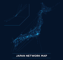 デジタルネットワークを表現した、日本列島のドットマップ