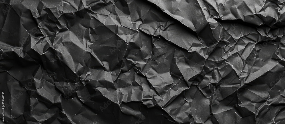 Poster crumpled black paper texture background creative design templates. copy space image. place for addin