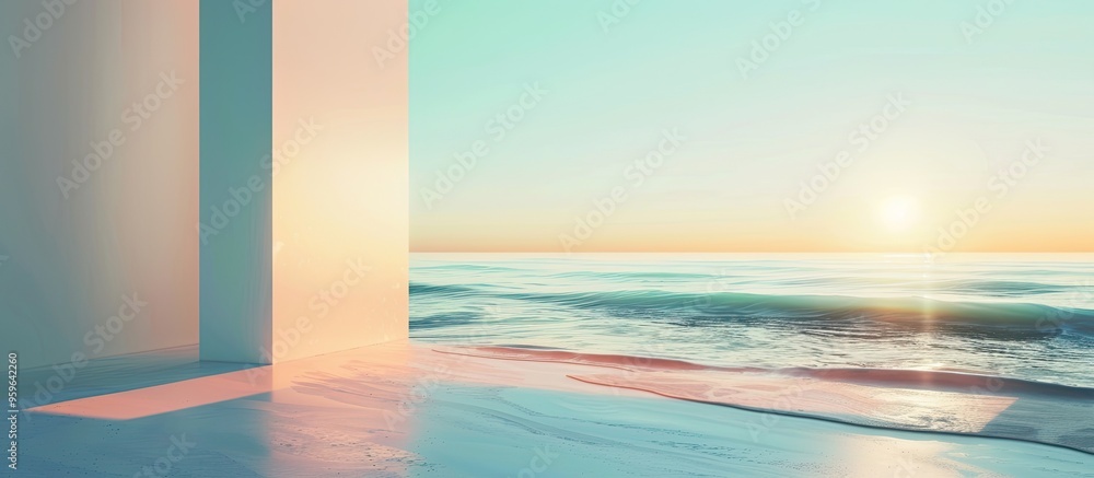 Poster abstract seaside scene. copy space image. place for adding text and design
