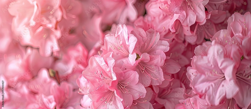 Poster background of pink azalea flowers. copy space image. place for adding text and design