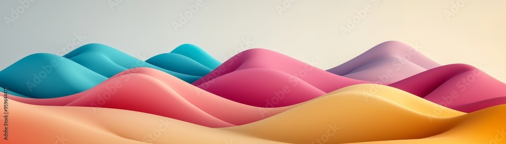 Poster abstract pastel 3d landscape with empty space for text - minimalist design.