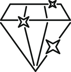 This minimal icon represents a diamond shining with stars, perfect for topics about luxury and preciousness