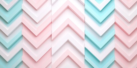 abstract pastel pink and blue 3d chevron pattern background with empty space for text.