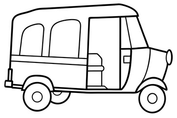 Rickshaw Line Drawing Vector Illustration
