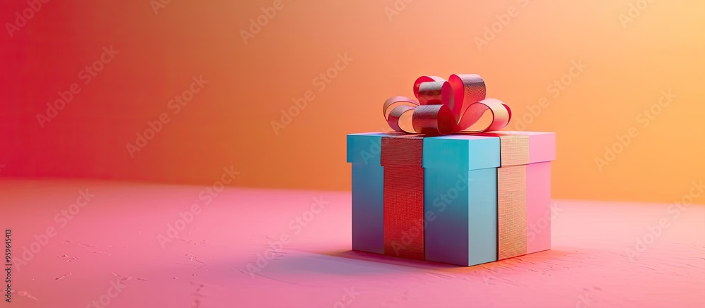Poster vibrant gift box. copy space image. place for adding text and design