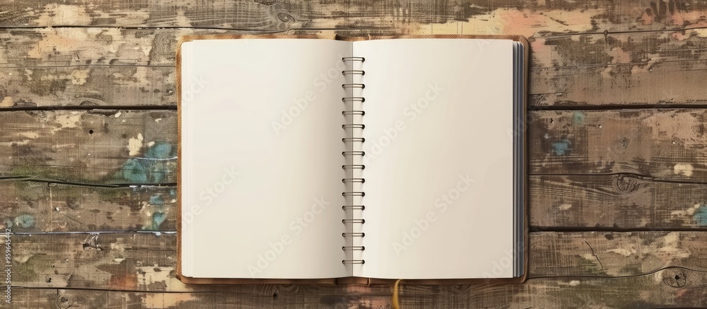 Poster open notepad with a blank white sheet. copy space image. place for adding text and design