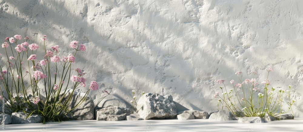 Aufkleber cosmetic backdrop of available space for your decoration wall featuring shadows gray stone along wit