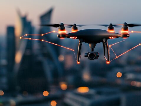 drone technology for smart city network - aerial surveillance and data collection.