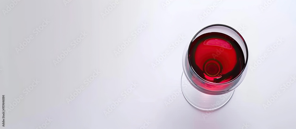 Poster glass of red wine on a white background top view area for text. copy space image. place for adding t
