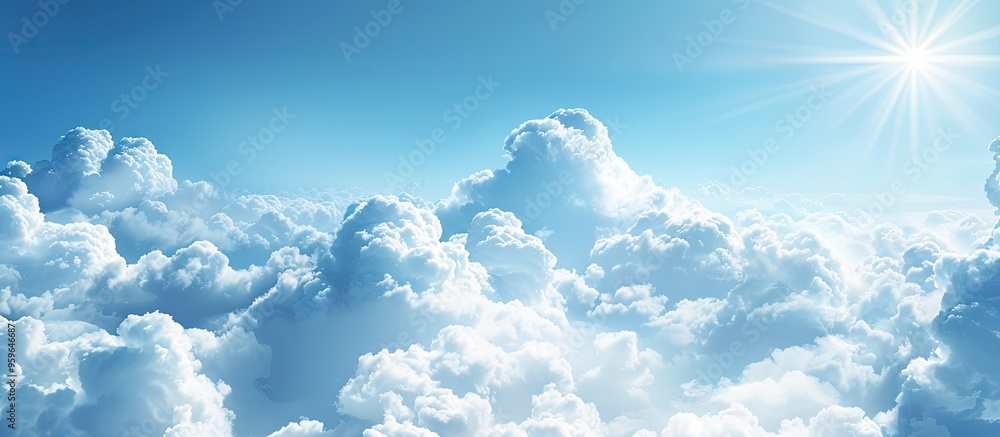 Poster sky above the cloud cover. copy space image. place for adding text and design