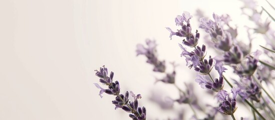 Naklejka premium Lavender in a wildflower setting Fragrant plants Selective focus Copy space