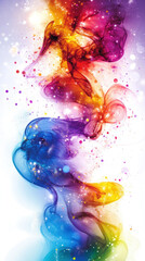 Fototapeta premium A colorful smoke trail with a rainbow of colors. The smoke is in the air and it looks like it's coming from a fire. The colors are bright and vibrant, creating a sense of energy and excitement