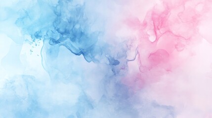 Abstract watercolor background with blue and pink colors.