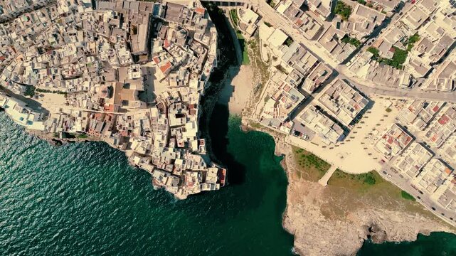 Aerial View of Polignano a Mare&rsquo;s Cliffside Buildings