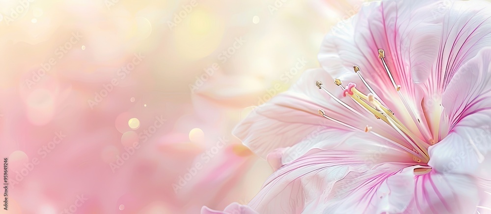 Poster soft colored sweet flower in a blurred style for background. copy space image. place for adding text