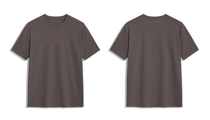 Mockup of a charcoal gray t shirt isolated on a white background. Front and back view.
