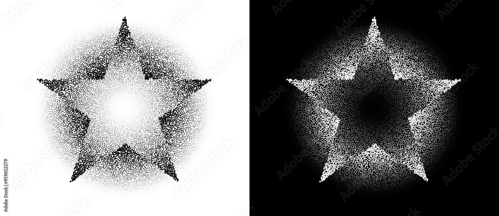Poster modern abstract background with halftone stars. vector dotted icon, logo or design element.