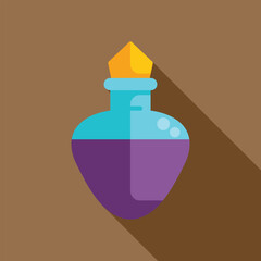 Heart shaped potion bottle with long shadow illustrating love potion