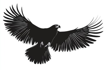 Obraz premium Black and white silhouette of a soaring eagle