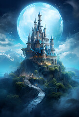 Obraz premium castle on the island painted, AI Generated