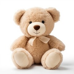Obraz premium The Cute Fluffy Teddy Bear with a Bow is a perfect kids gift, made of soft fabric