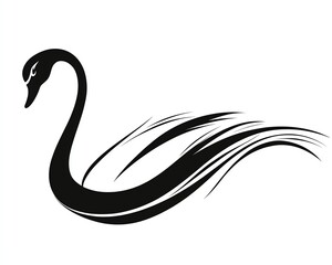 Fototapeta premium Abstract swan silhouette with flowing lines and feathers.