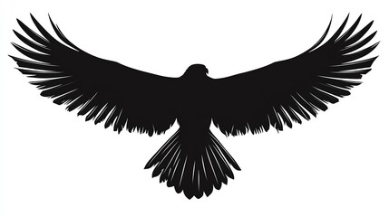 Silhouette of a majestic eagle in flight, wings spread wide.