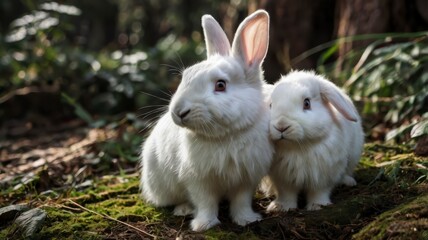 Fototapeta premium Three white rabbits animal PNG