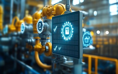 Automation concept featuring industrial business process workflow optimization, with checkboxes and visual elements of streamlined operations