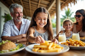 Candid Family Moment at a Tropical Resort