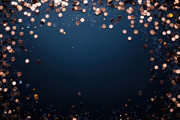 Golden confetti on dark festive background