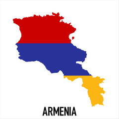 Map of Armenia with flag, vector illustration