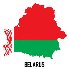 Map of Belarus with flag, vector illustration