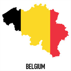 Map of Belgium with flag, vector illustration